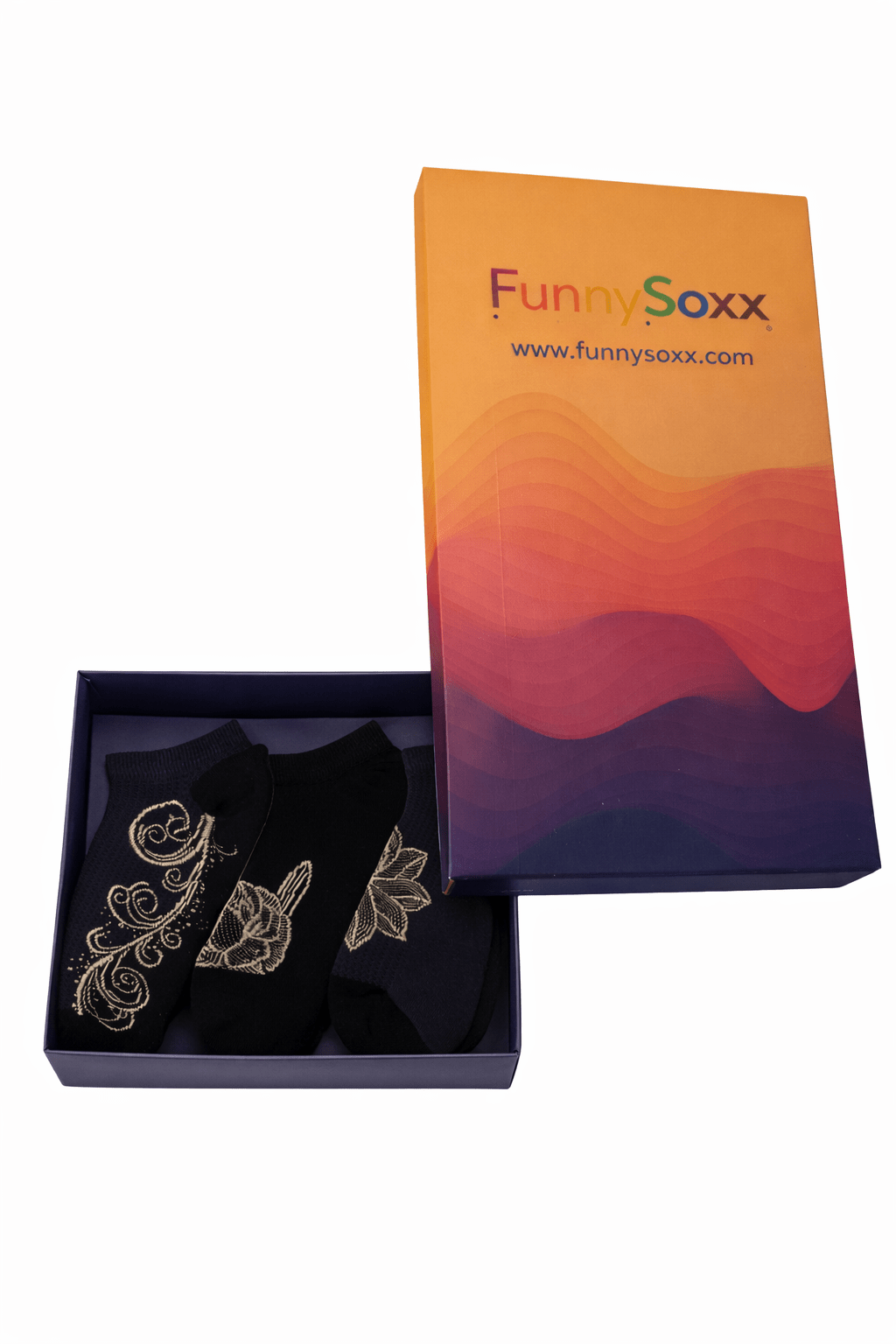 Toptan 6 Adet FUNNYSOXX Siyah Gold Kadın Sneaker Çorap 4 Mevsim Likralı Konforlu Çorap Seti - funnysoxx