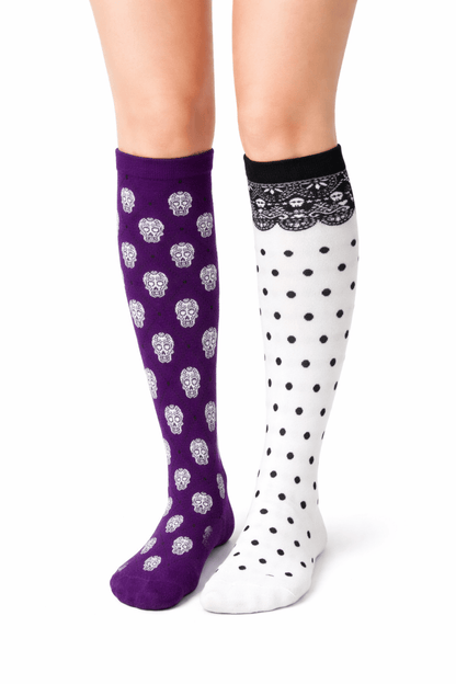 Toptan 6 Adet FUNNYSOXX Halloween desenli kadın diz altı çorap. Pamuklu, esnek ve rahat premium Likralı Çorap Seti - funnysoxx