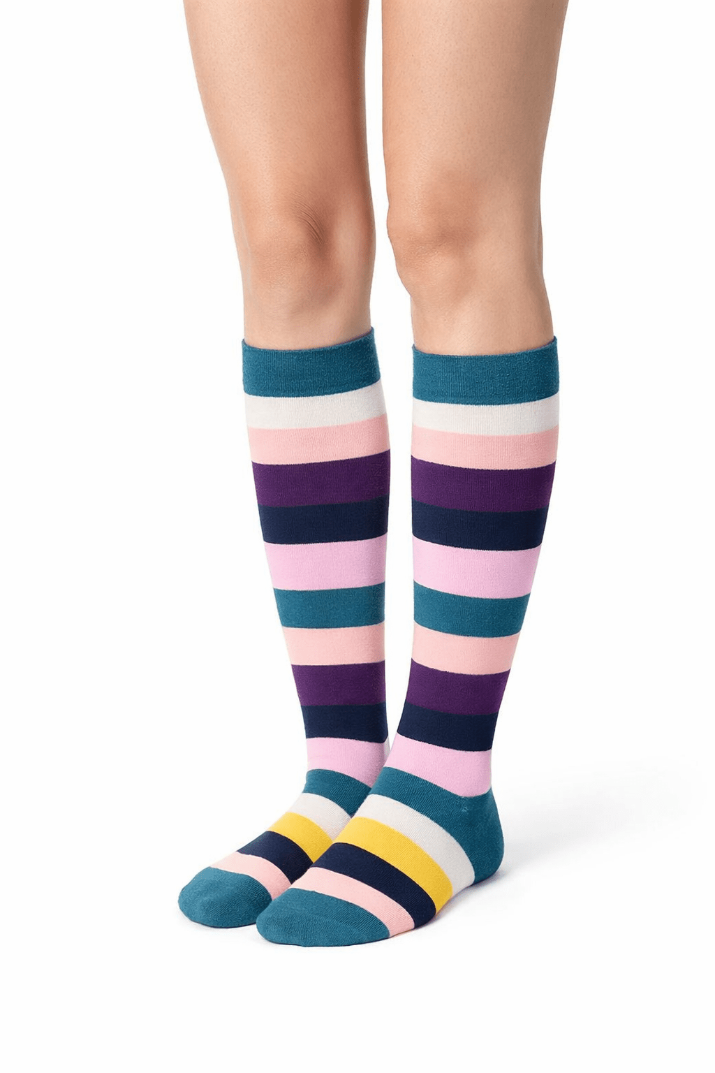 Toptan 6 Adet FUNNYSOXX Çember Desenli Kadın Dizaltı Çorap Premium Pamuklu & Likralı Konforlu Çorap Seti - funnysoxx