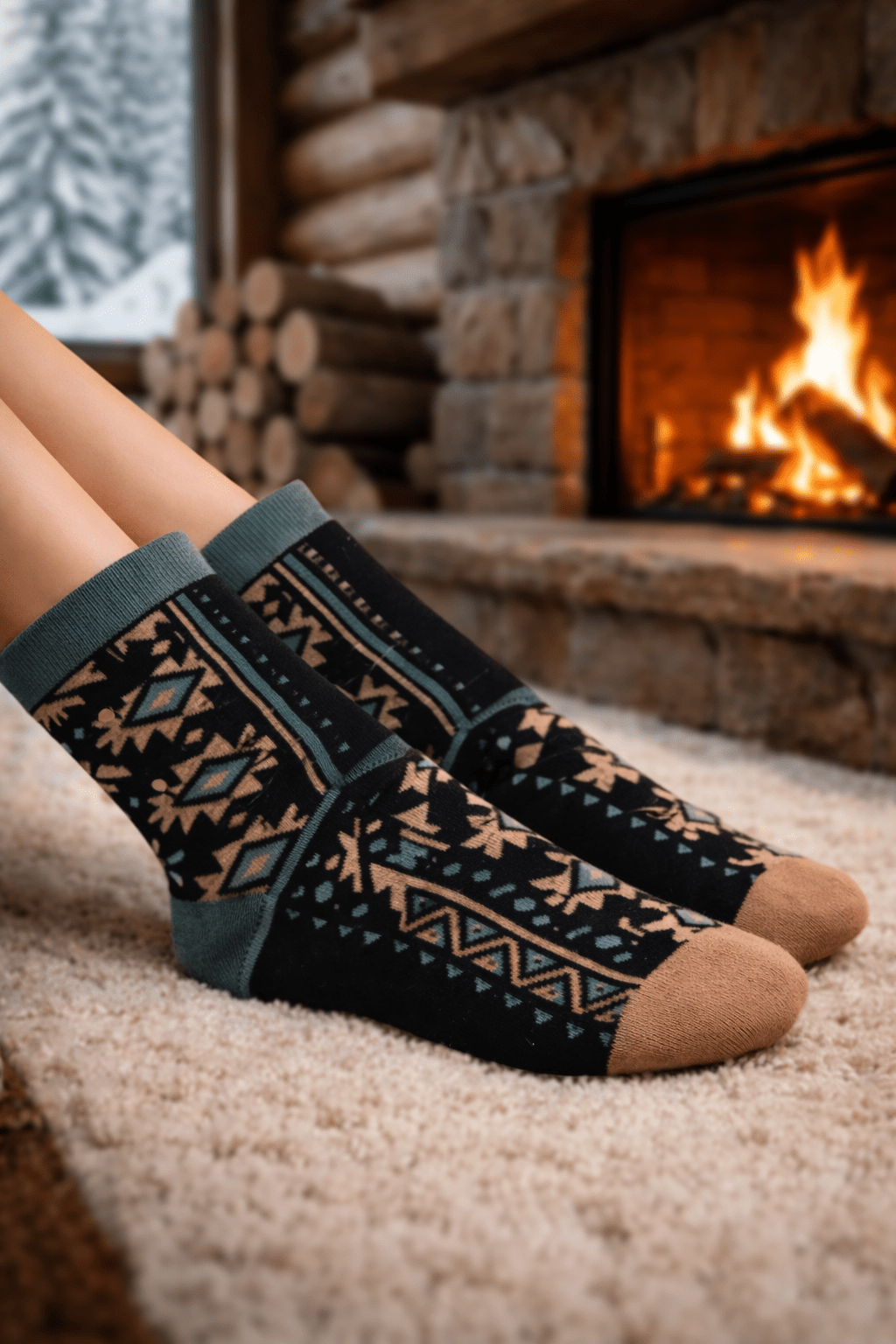 Toptan 6 Adet FUNNYSOXX Etnik Desenli Kadın Havlu Soket Çorap Premium Pamuklu & Likralı Çorap Seti - funnysoxx