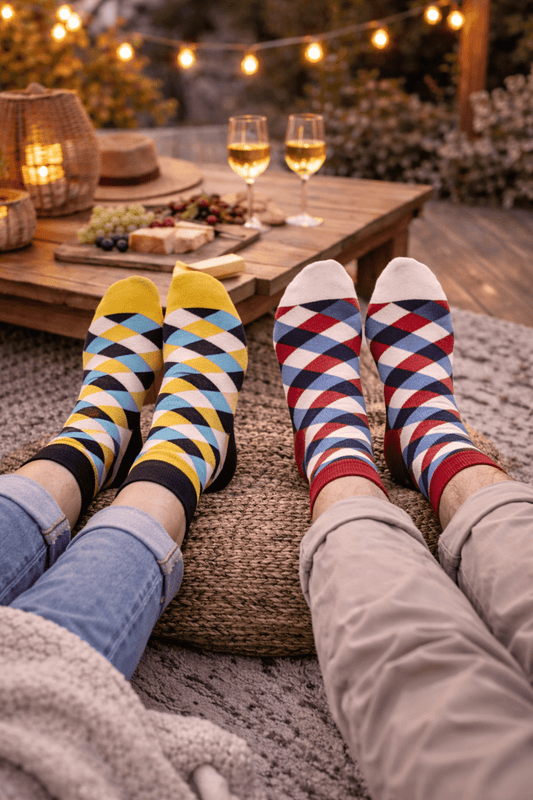 Toptan 6 Adet FUNNYSOXX Ekose Desenli Soket Çorap Kadın & Erkek Likralı Konforlu Çorap Seti Unisex - funnysoxx