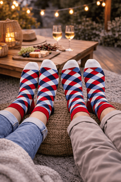 Toptan 6 Adet FUNNYSOXX Ekose Desenli Soket Çorap Kadın & Erkek Likralı Konforlu Çorap Seti Unisex - funnysoxx