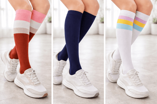 Toptan 6 Adet FUNNYSOXX Kadın Diz altı Uzun – Pamuklu Likralı Konforlu Çorap Seti - funnysoxx