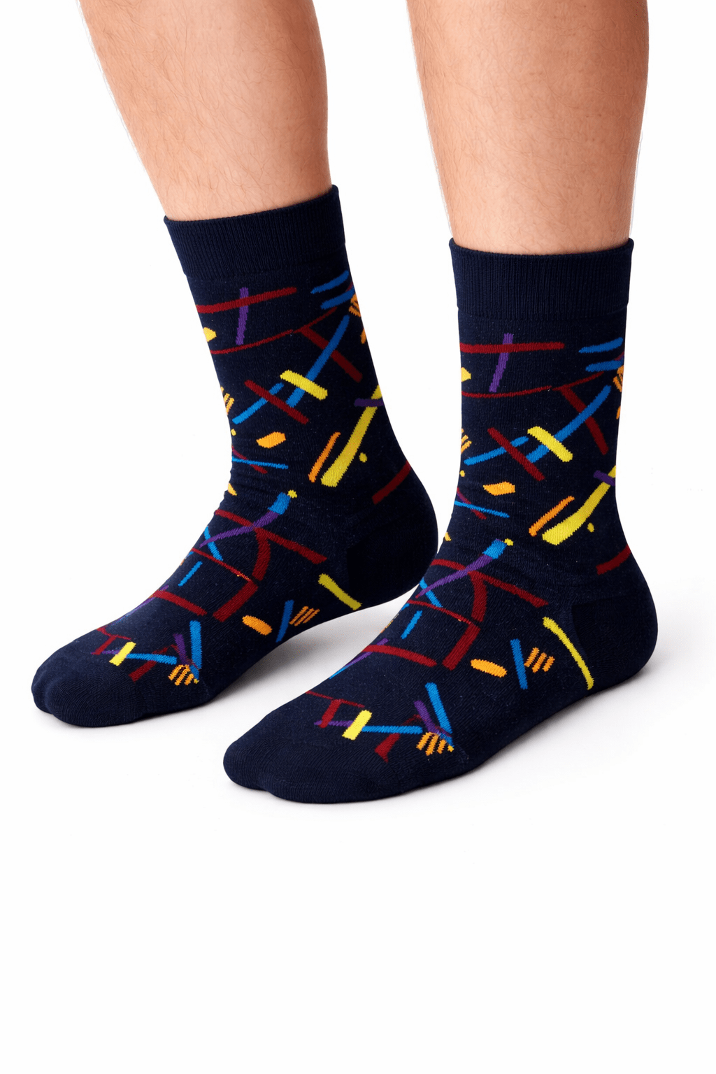 Toptan 6 Adet FUNNYSOXX Erkek Soket Çorap %90 Pamuk, Geometrik Desenli (39/45) Likralı Konforlu Çorap Seti - funnysoxx