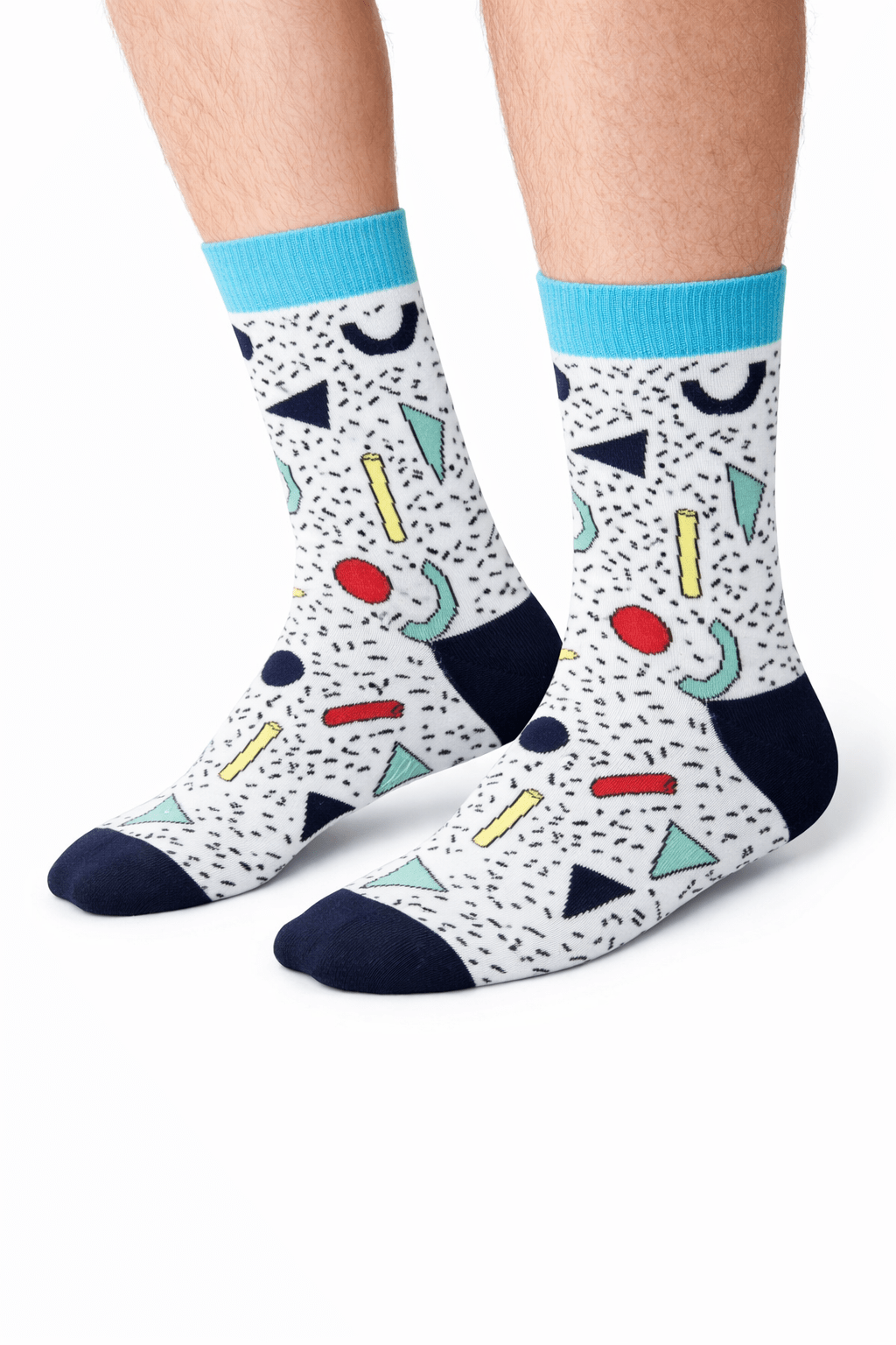 Toptan 6 Adet FUNNYSOXX Erkek Soket Çorap Geometrik Desen (39–46) Premium Likralı Pamuklu Çorap Seti - funnysoxx