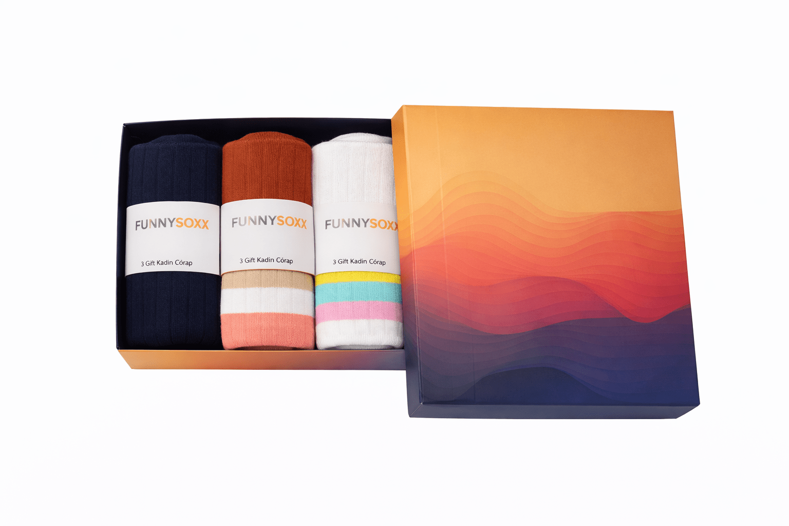 Toptan 6 Adet FUNNYSOXX Kadın Diz altı Uzun – Pamuklu Likralı Konforlu Çorap Seti - funnysoxx