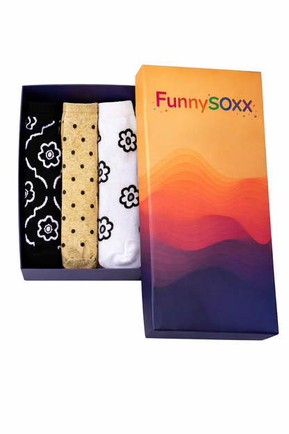 FUNNYSOXX Motifli Kadın Sneaker Çorap – 3’lü Set | Günlük & Mevsimlik