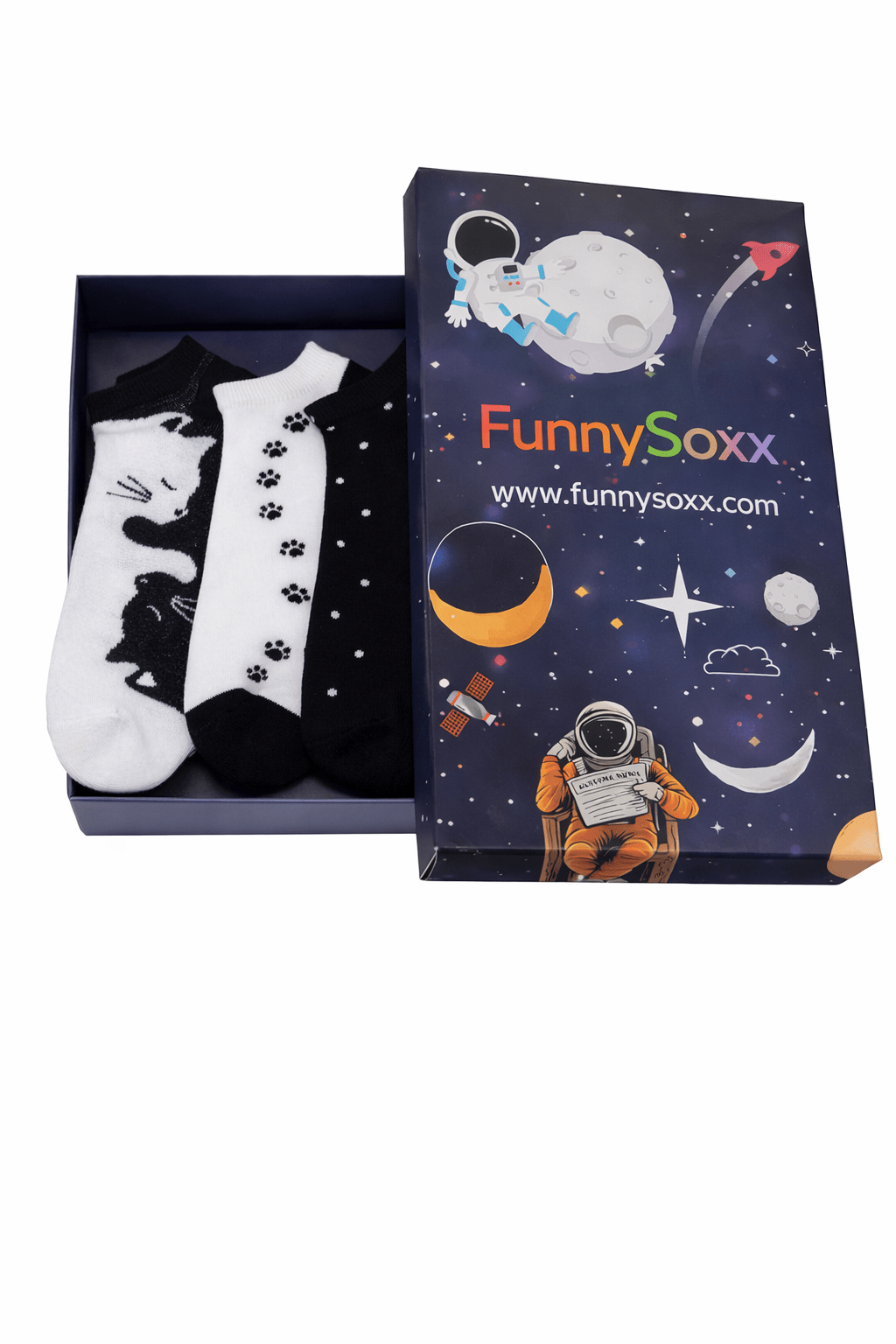 Toptan 6 AdetFUNNYSOXX Kedi Desenli Kadın Sneaker Çorap 4 Mevsim Likralı Konforlu Çorap Seti - funnysoxx