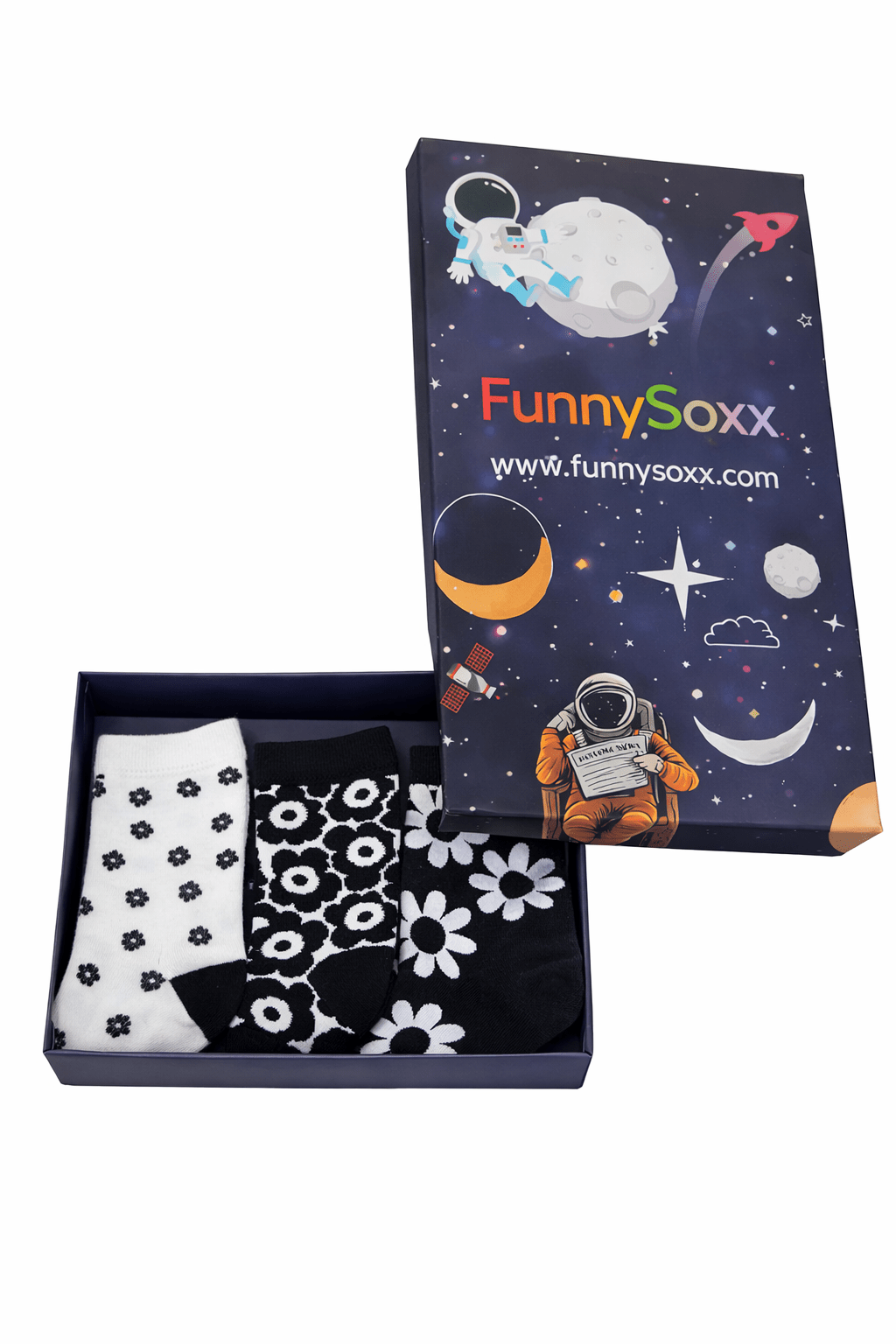 Toptan 6 Adet FUNNYSOXX Çiçek Desenli Kadın Soket Çorap Pamuklu Likralı Konforlu Çorap Seti - funnysoxx