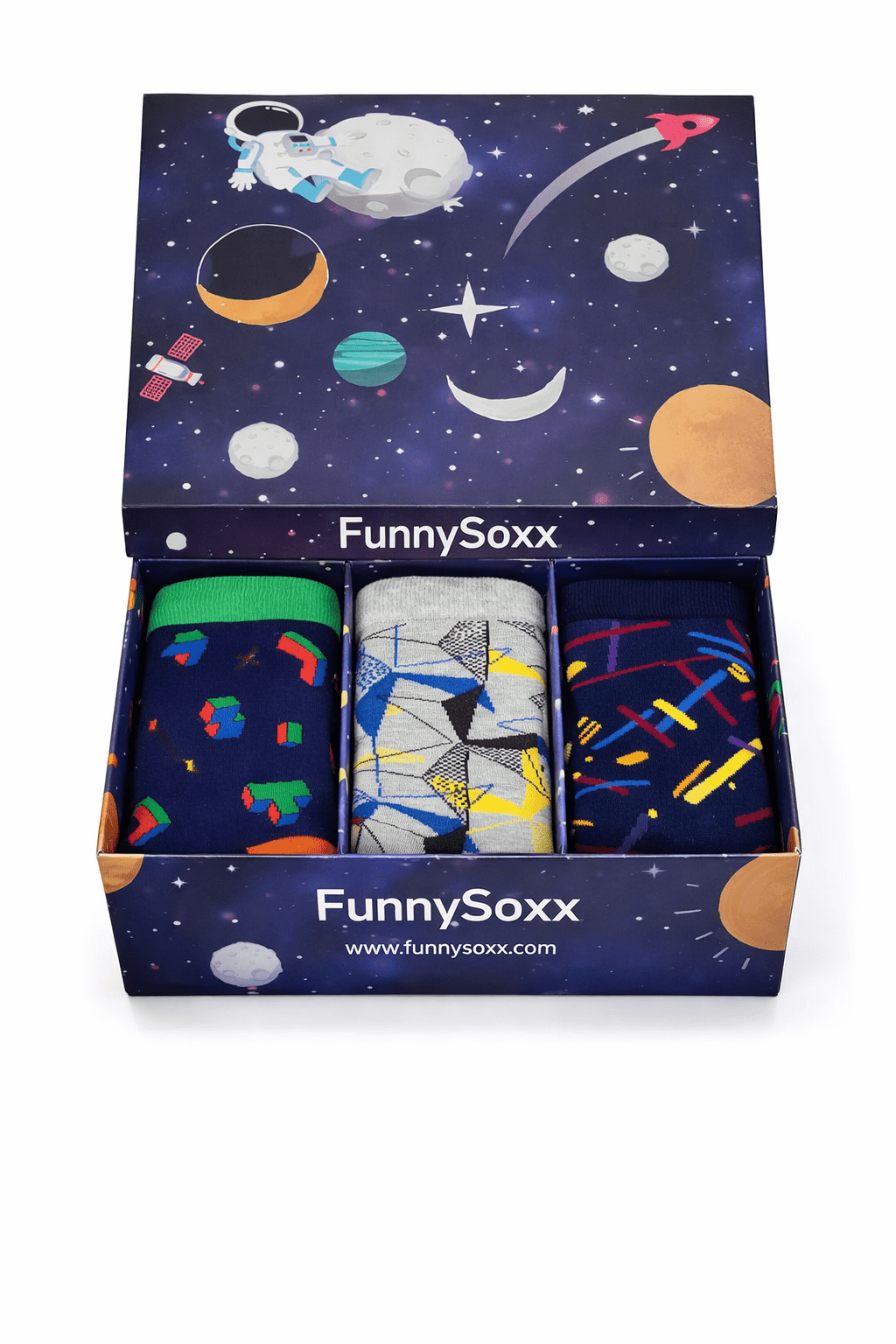 Toptan 6 Adet FUNNYSOXX Erkek Soket Çorap %90 Pamuk, Geometrik Desenli (39/45) Likralı Konforlu Çorap Seti - funnysoxx