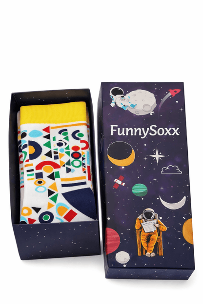 FUNNYSOXX Erkek Soket Çorap , Geometrik Desen (39–46) Likralı Konforlu Çorap - funnysoxx