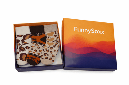 Toptan 6 Adet FUNNYSOXX Etnik Leopar Desenli Kadın Havlu Soket Çorap Premium Pamuklu & Likralı Çorap Seti - funnysoxx