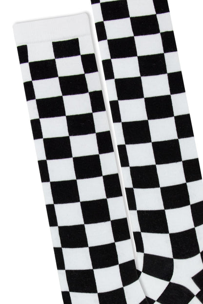 FUNNYSOXX Siyah Beyaz Desenli Kadın Dizaltı Çorap – 3’lü Özel Kutu | Premium Pamuklu & Likralı - funnysoxx