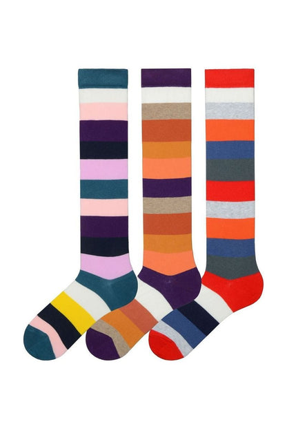 FUNNYSOXX Çember Desenli Kadın Dizaltı Çorap – 3’lü Kutu | Premium Pamuklu & Likralı - funnysoxx