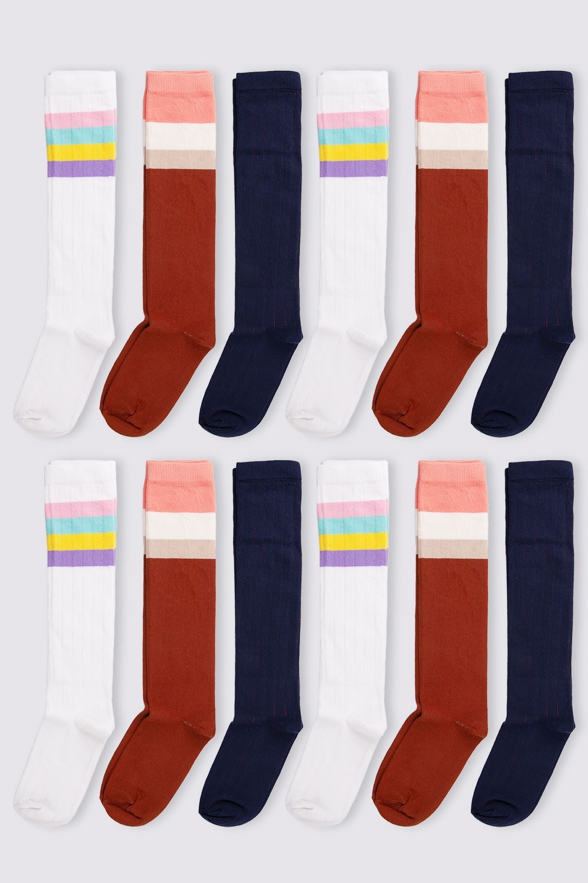 FUNNYSOXX Kadın Dizaltı Uzun Çorap 3’lü Set – Pamuklu & Elastik Özel Kutulu - funnysoxx