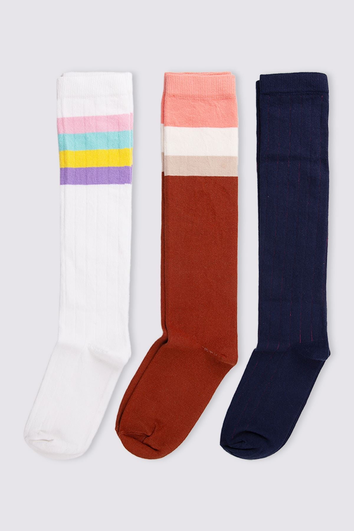 FUNNYSOXX Kadın Dizaltı Uzun Çorap 3’lü Set – Pamuklu & Elastik Özel Kutulu - funnysoxx