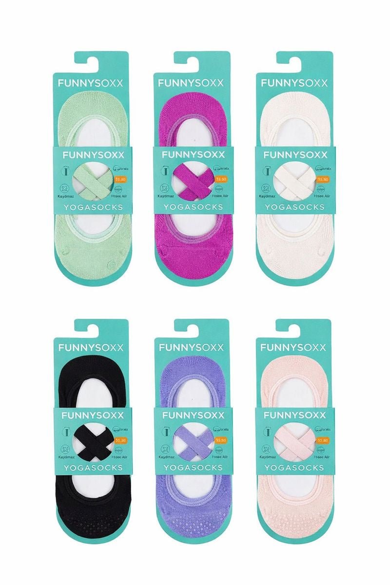 FUNNYSOXX Kadın Görünmez Yoga Çorabı – Kaymaz Tabanlı, Esnek & Konforlu | 3’lü Set - funnysoxx