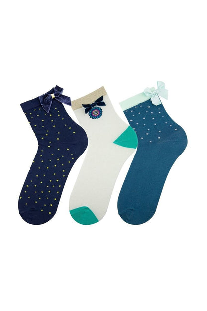 FUNNYSOXX Aksesuarlı Kadın Kısa Konç Çorap – 3’lü Özel Kutulu Set (35 - 40) - funnysoxx