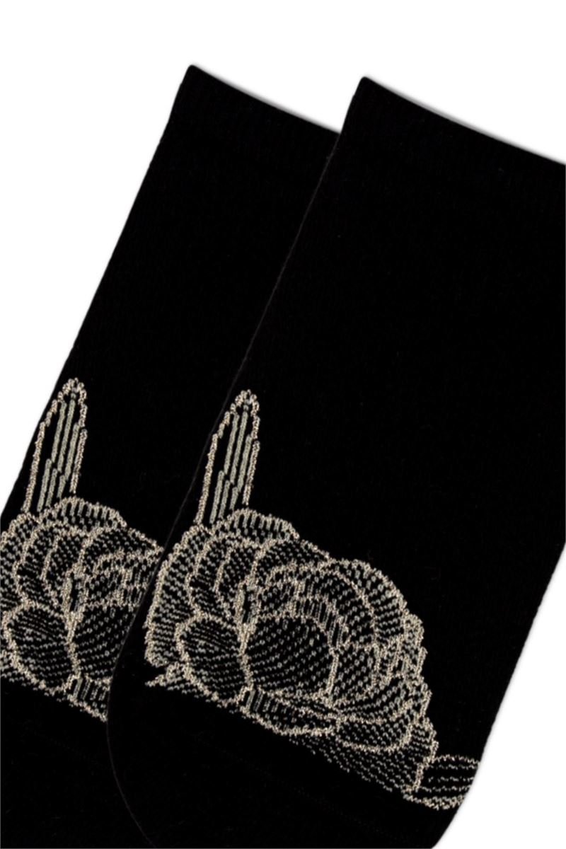 FUNNYSOXX Siyah Gold Kadın Sneaker Çorap – 3’lü Özel Kutulu Set | 4 Mevsim - funnysoxx