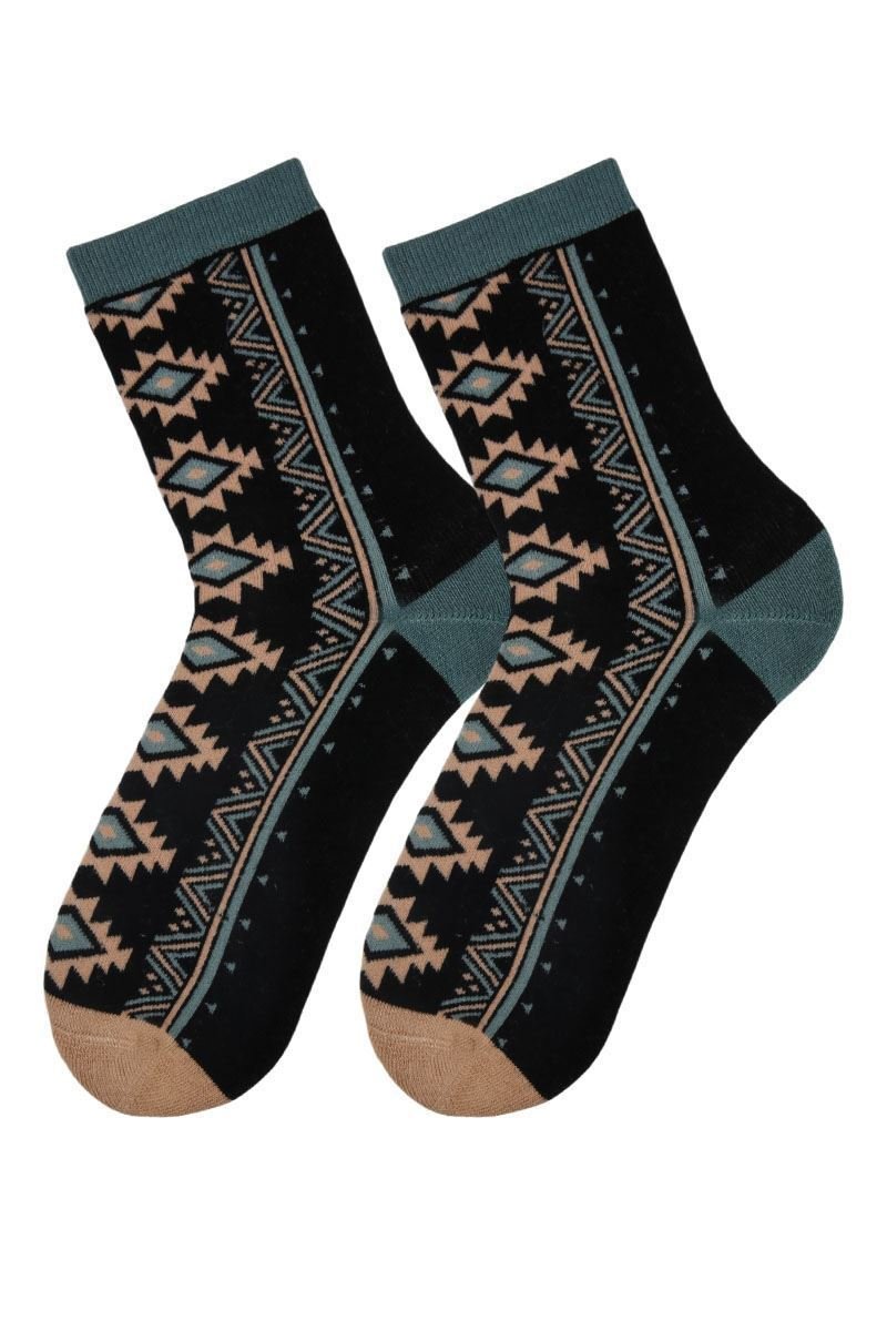 FUNNYSOXX Etnik Desenli Kadın Havlu Soket Çorap – 3’lü Kutu | Premium Pamuklu & Likralı Konfor - funnysoxx