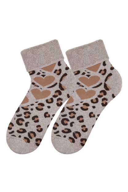 FUNNYSOXX Etnik Leopar Desenli Kadın Havlu Soket Çorap – 3’lü Kutu | Premium Pamuklu & Likralı - funnysoxx