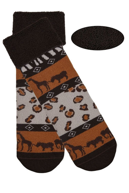 FUNNYSOXX Etnik Leopar Desenli Kadın Havlu Soket Çorap – 3’lü Kutu | Premium Pamuklu & Likralı - funnysoxx